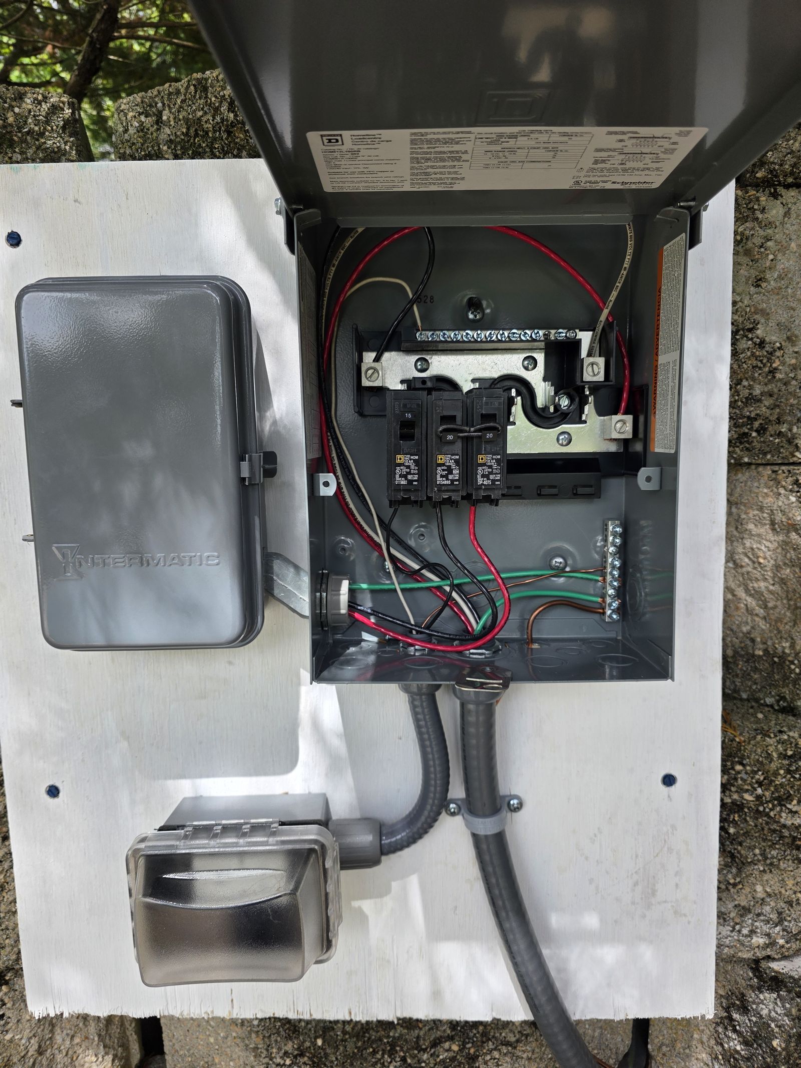 Outdoor electrical panel wiring installation